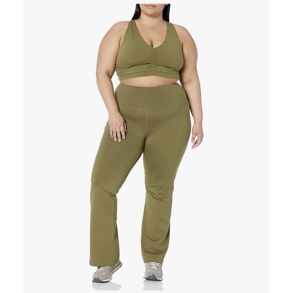 Core‎ 10 Leggings Womens 2X High Rise Boot Cut Yoga Gym Comfort Dark Olive Green - Picture 4 of 5